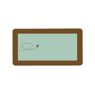 Blue Aeroplane Heart Wedding Mailing Address Label