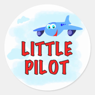 Blue Aeroplane Little Pilot Classic Round Sticker
