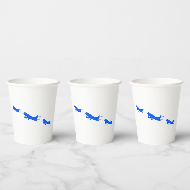 Blue Aeroplane  Paper Cups (Multi)