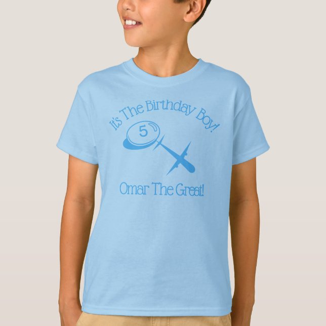 Blue Aeroplane Personalised Birthday  T-Shirt (Front)