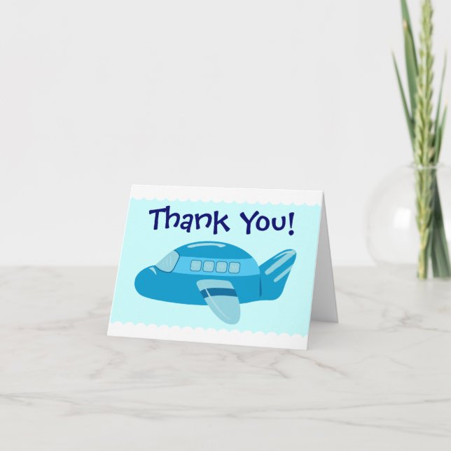 Blue Aeroplane Thank You Cards (Front)