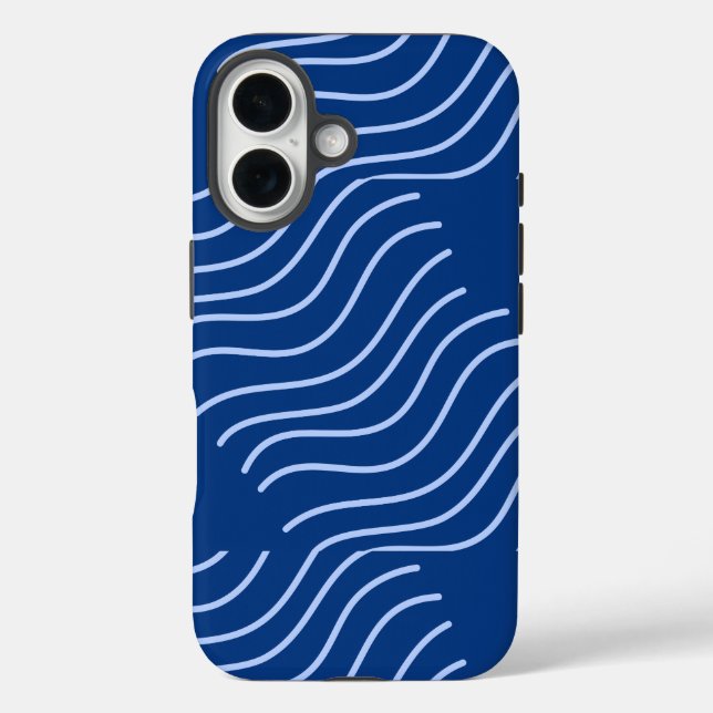 Blue Aesthetic Minimalist Wavy Patterned  Case-Mate iPhone Case (Back)