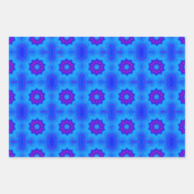 Blue african print wrapping paper sheet (Front)