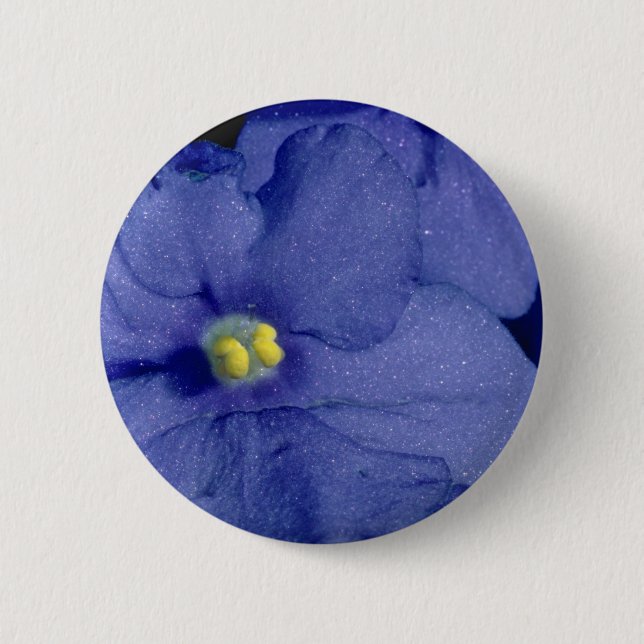 Blue African violet flowers 6 Cm Round Badge (Front)