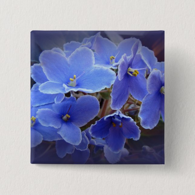 Blue African Violets 15 Cm Square Badge (Front)