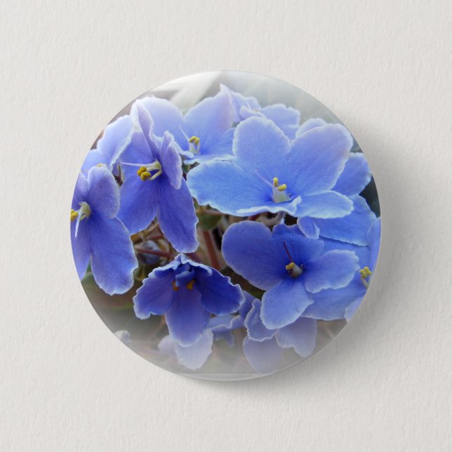 Blue African Violets 6 Cm Round Badge (Front)