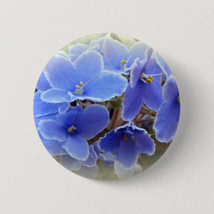 Blue African Violets 6 Cm Round Badge