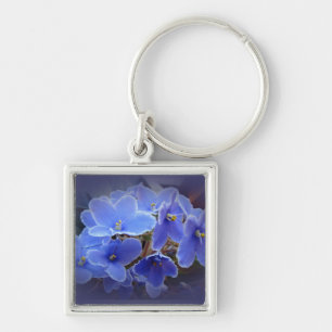 Blue African Violets Key Ring