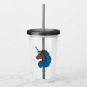 Blue Afro Unicorn Acrylic Tumbler
