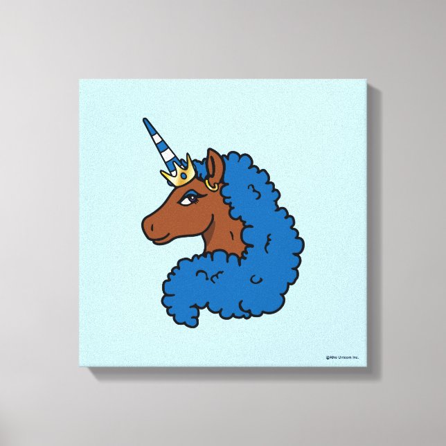 Blue Afro Unicorn Canvas Print (Front)