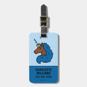 Blue Afro Unicorn Luggage Tag