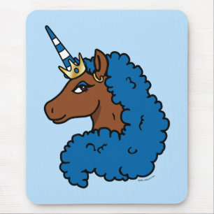 Blue Afro Unicorn Mouse Mat