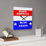 Blue Again Square Wall Clock<br><div class="desc">Customize your wall clock to create a functional wall décor statement piece to perfectly match your home décor, show off your art or favorite photo, or give as a personalized gift. This unique, high-quality wall clock is vibrantly printed with AcryliPrint®HD process and features a pre-installed backside hanging slot for easy...</div>