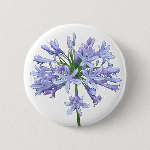 Blue Agapanthus 6 Cm Round Badge