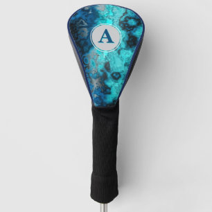 Blue Agate Abstract Monogram Golf Head Cover
