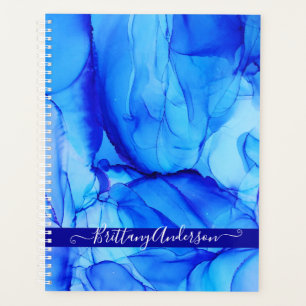 Blue Agate Abstract Unique Indigo Art Business Planner