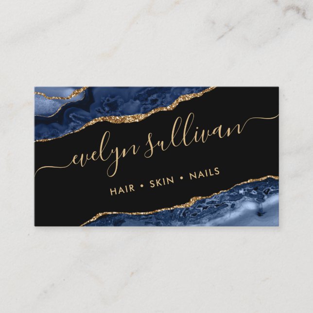 blue agate business card (Front)