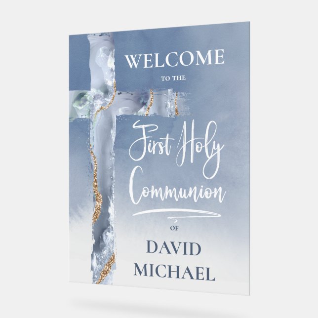 blue agate | First Communion welcome sign (Angle)