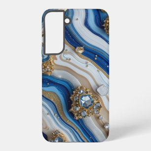 Blue Agate Gemstone Gold Accent Samsung Galaxy Case