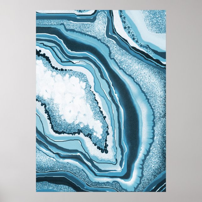Blue Agate Geode Gemstone Poster (Front)