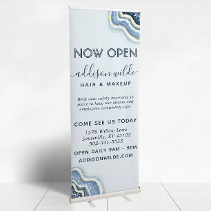 Blue Agate Geode Hair Makeup Salon Business Retractable Banner