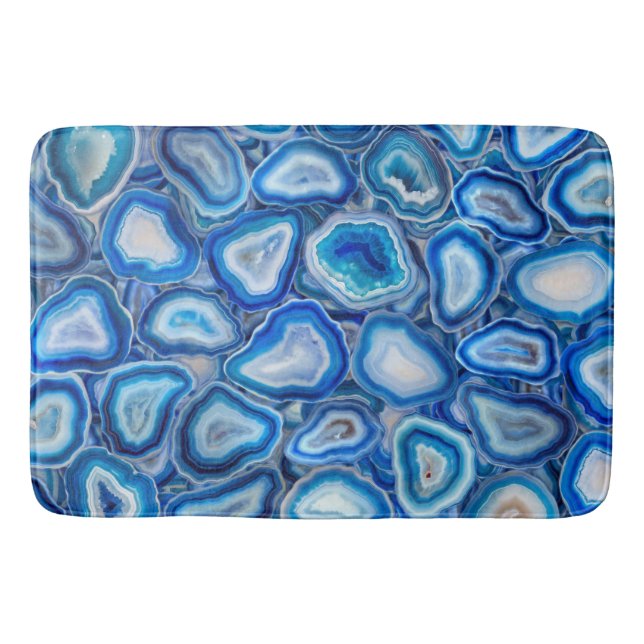 Blue Agate Geodes crystals pattern Bath Mat (Front)