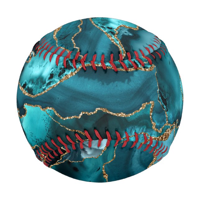 Blue Agate Gold Glitter Abstract Baseball (Front)