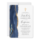  Blue Agate Gold Glitter First Holy Communion