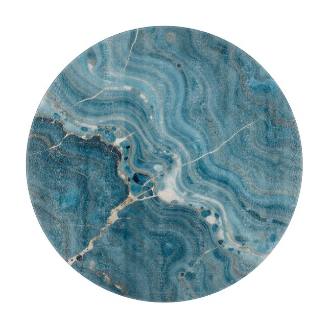 Blue Agate Gold Vein Marble Cutting Board (Front)