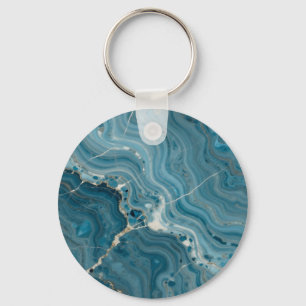 Blue Agate Gold Vein Marble Key Ring