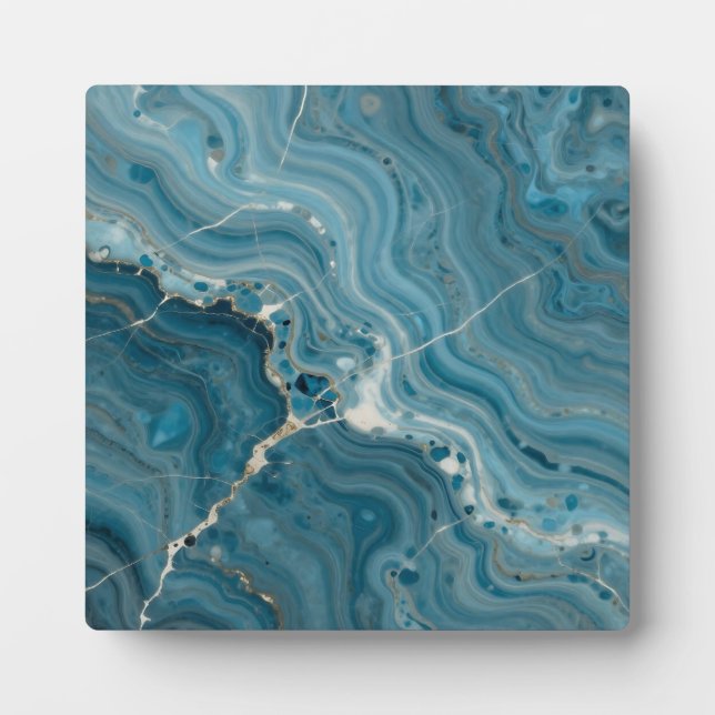 Blue Agate Gold Vein Marble Plaque (Front)