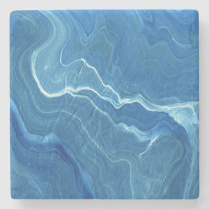 Blue Agate Marble Abstraction  Stone Coaster