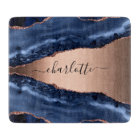 Blue agate marble rose gold name script