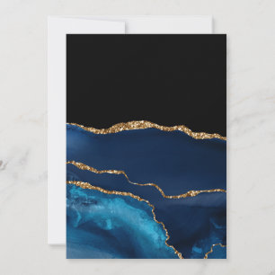 Blue Agate Marble Shiny Golden Glitter Chic Glam Thank You Card