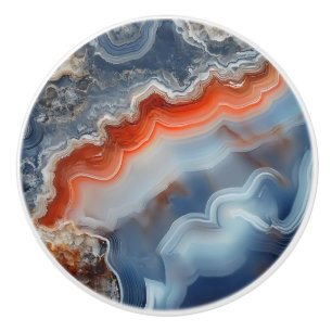 Blue Agate Pattern Ceramic Knob