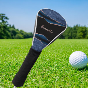 Blue Agate Rose Gold  Golf Head Cover