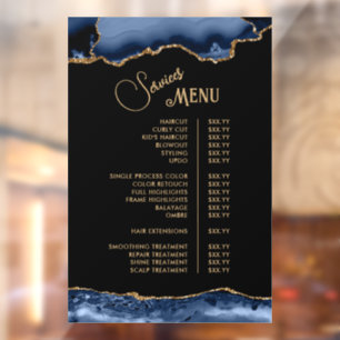Blue Agate Services Menu Window Cling