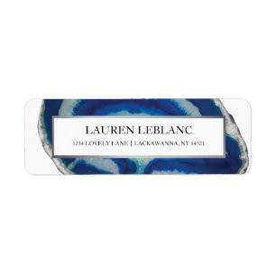 Blue Agate Silver Border Return Address