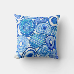 Blue agate slices cushion