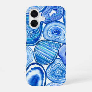Blue agate slices iPhone 16 case