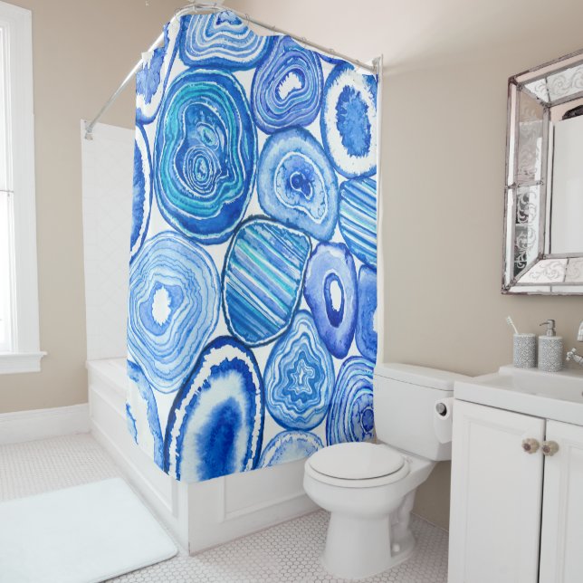 Blue agate slices shower curtain (In Situ)