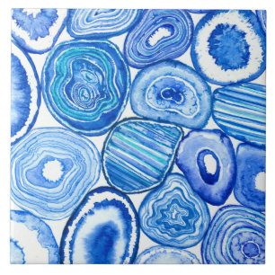 Blue agate slices tile
