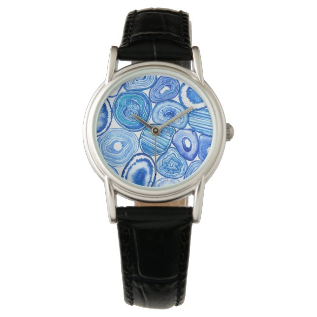 Blue agate slices watch (Front)