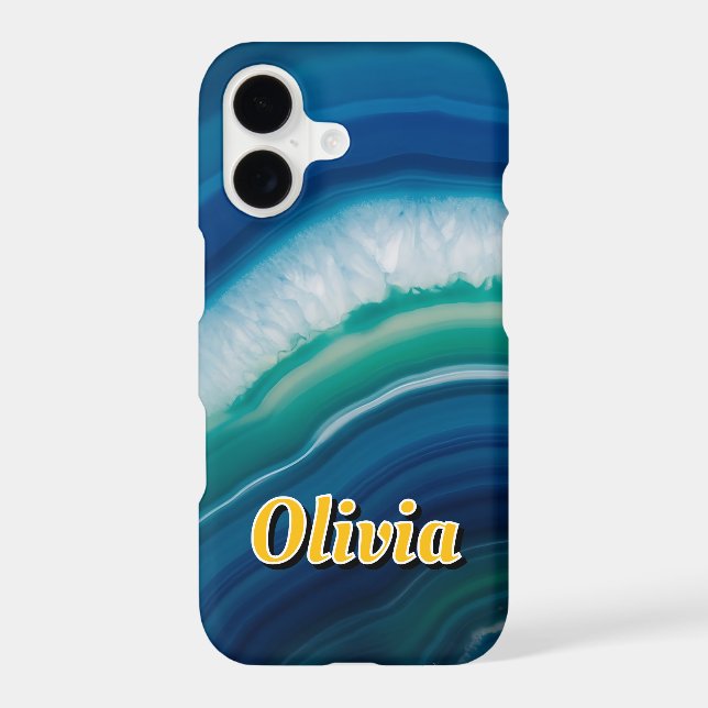 Blue Agate & Teal Geode Luxury Personalised (Back)