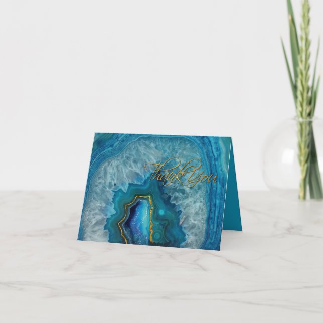 Blue Agate Thank You Note Card (Front)