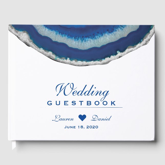 Blue Agate Wedding Guestbook (Front)