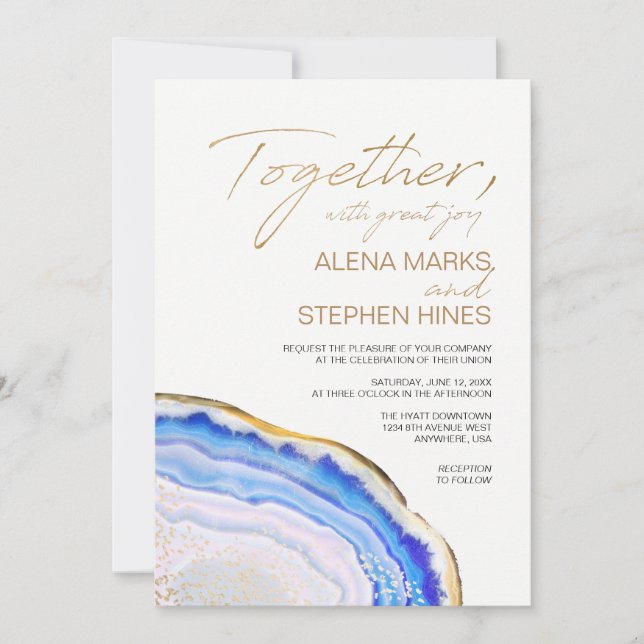 Blue Agate Wedding Invitation (Front)