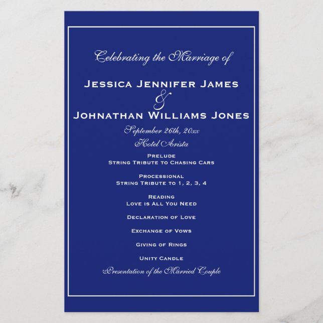 Blue Agate Wedding Programs (Front)