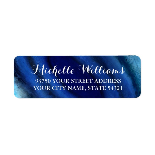 Blue Agate Wedding Return Address Labels (Front)