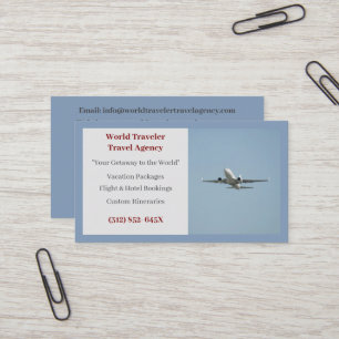Blue Agent Aeroplane Travel Agency Business Card